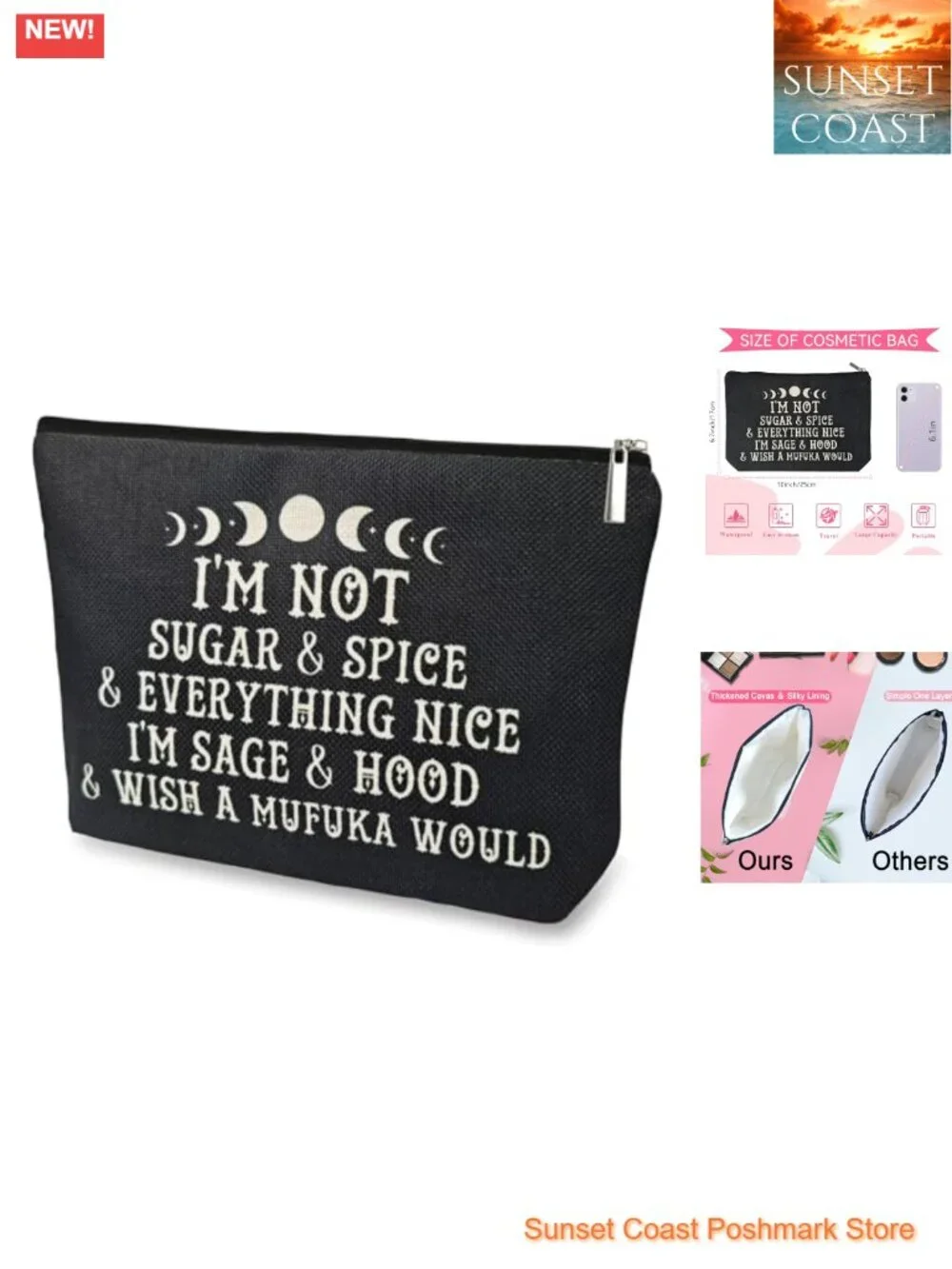 Gothic Witchy Makeup Bag, Linen Cosmetic Bag, Tarot Card Holder, Travel